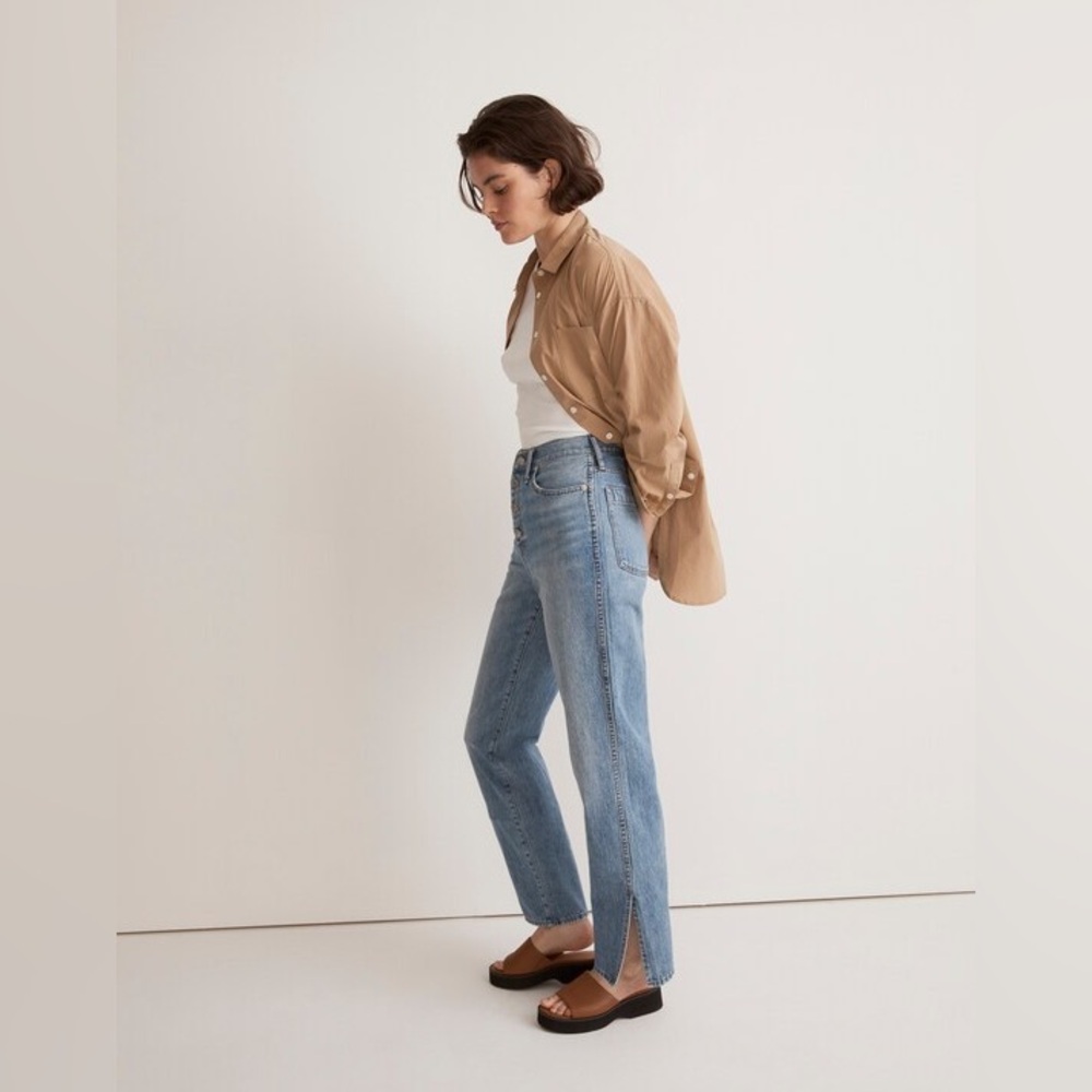 Madewell The Perfect Vintage Straight Jean in Deforst Wash: Side-Slit Edition